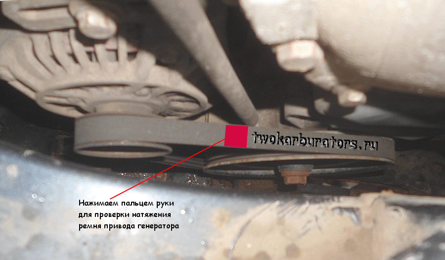 Проверка натяжения ремня привода генератора автомобиля Рено Логан