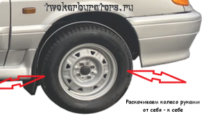 Проверка рулевого наконечника раскачкой колеса