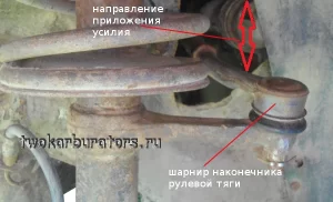 Проверка рулевого наконечника его раскачиванием