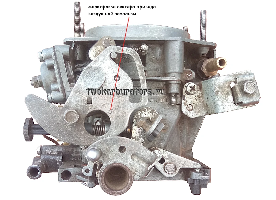 Полная маркировка сектора привода воздушной заслонкой карбюратора 21073 Солекс