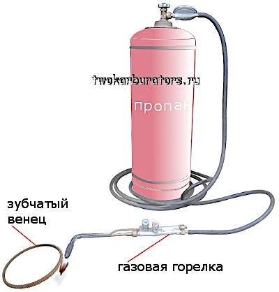 Для демонтажа нагреваем венец маховика горелкой